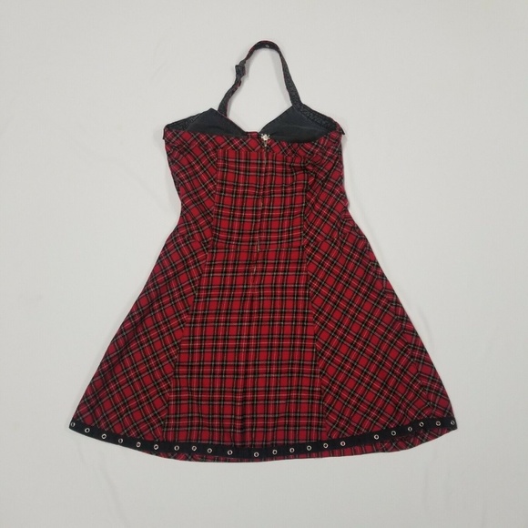 Tripp NYC dress halter top plaid lace grommet - Picture 2 of 8